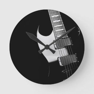A black Guitar Runde Wanduhr