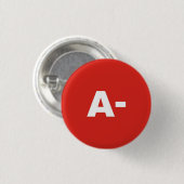 A- Blood Type / Group Rh (Rhesus) Negative Badge Button (Vorne & Hinten)