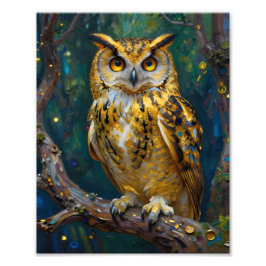 A Blue and Gold Majestic Owl Fotodruck