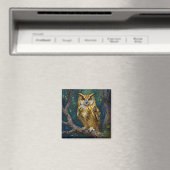 A Blue and Gold Majestic Owl   Magnet (In Situ (Geschirrspüler))