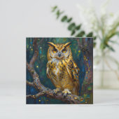 A Blue and Gold Owl Blank Karte (Stehend Vorderseite)