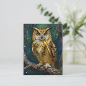 A Blue and Gold Owl |m Keeping in Touch Postkarte (Stehend Vorderseite)