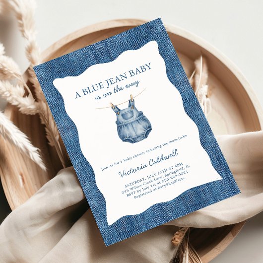 A Blue Jean Baby Denim Baby Shower Einladung