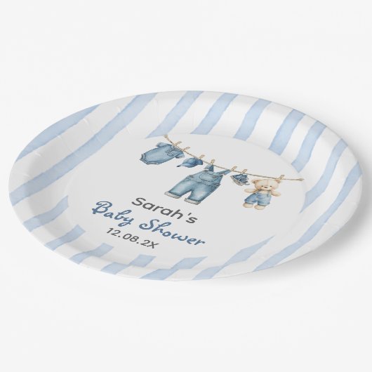 A Blue Jean Baby Dusche Pappteller (Schrägansicht)