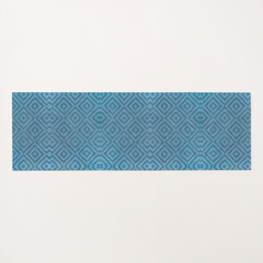 A blue yoga mat with a subtle geometric pattern  yogamatte (Rückseite (Horizontal))