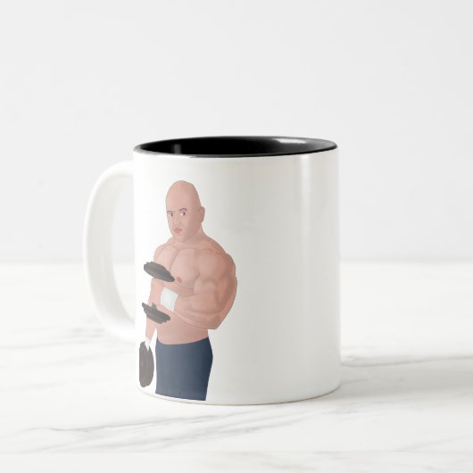 A bodybuilder daddy training with dumbbells zweifarbige tasse (Vorderseite Links)