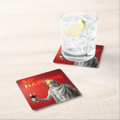 A bold and modern “Sip Happens” coaster Rechteckiger Pappuntersetzer (Vor Ort)