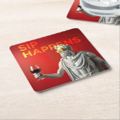 A bold and modern “Sip Happens” coaster Rechteckiger Pappuntersetzer (angewinkelt)
