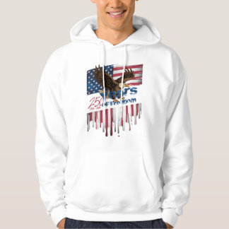 A bold, distressed illustration of a soaring bald  hoodie