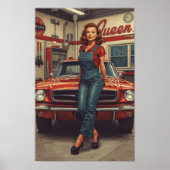 A bold retro pin-up illustration featuring a greas poster (Vorne)