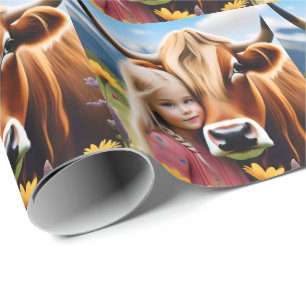 **"A Bond of the Highlands: A Child and her Cow"** Geschenkpapier