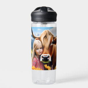 **"A Bond of the Highlands: A Child and her Cow"** Trinkflasche