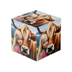 **"A Bond of the Highlands: A Child and her Cow"** Würfel