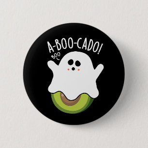 A-boo-cado Funny Avocado Pun Dark BG Button