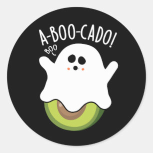 A-boo-cado Funny Avocado Pun Dark BG Runder Aufkleber