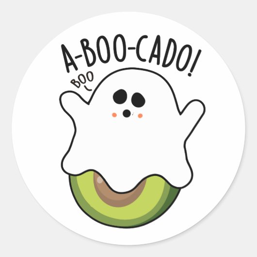 A-boo-cado Funny Avocado Pun Runder Aufkleber (Vorderseite)