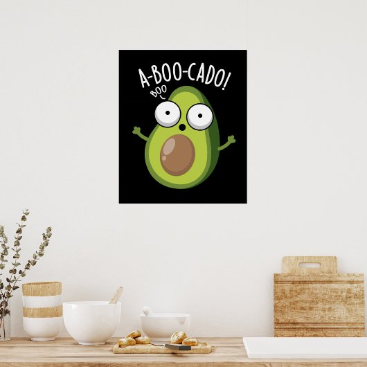 A-boo-cado Funny Avocado Scare Puns Dark BG Poster (Küche)