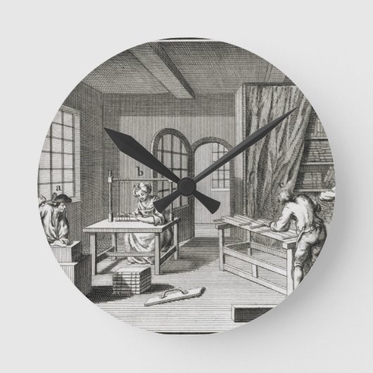 A bookmaker's workshop, from the 'Encyclopedie des Runde Wanduhr (Vorderseite)