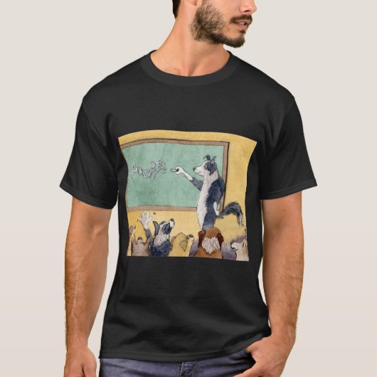 A Border Collie dog teaches his pup pupils maths   T-Shirt (Vorderseite)