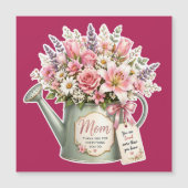 A bouquet of flowers in a watering can for mom  magnetkarte (Vorderseite)