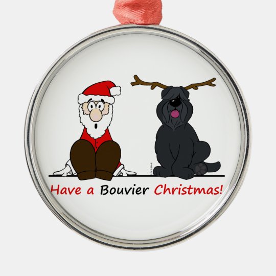 A Bouvier Christmas Rundes Silberfarbenes Ornament