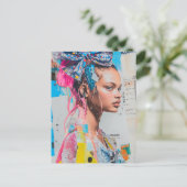 A bow in her hair lady Collage Postkarte (Stehend Vorderseite)