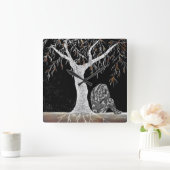 A Branch of Life to Contemplate Quadratische Wanduhr (Zuhause)