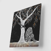 A Branch of Life to Contemplate Quadratische Wanduhr (Winkel)