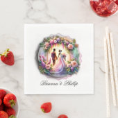 A Bride and Groom Moonlight Floral Wedding  Serviette (Beispiel)