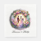 A Bride and Groom Moonlight Floral Wedding  Serviette (Vorderseite)