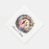 A Bride and Groom Moonlight Floral Wedding  Serviette (Ecke)