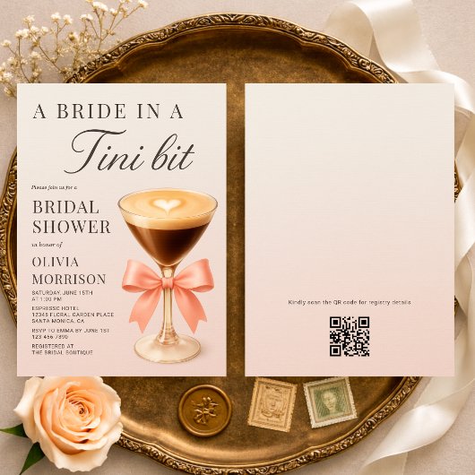 A Bride in a Tini Bit QR Code Bridal Shower Einladung