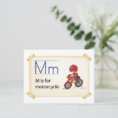 A Buchstabe M für Motorräder Postkarte (Stehend Vorderseite)