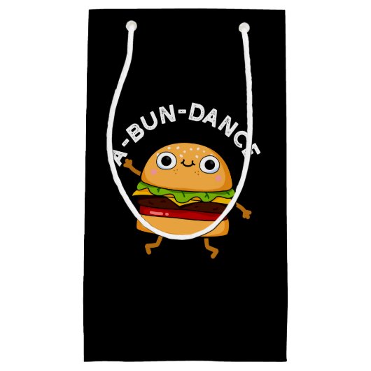 A-bun-dance Funny Dancing Burger Pun Dark BG Kleine Geschenktüte (Vorderseite)