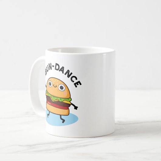 A-bun-dance Funny Dancing Burger Pun Kaffeetasse (Vorderseite Links)