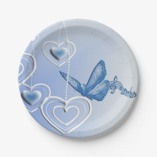 A butterfly and hearts pappteller
