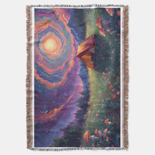 A camping scene throw blanket  decke (Vorderseite Vertikal)