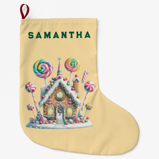 A Candyland Christmas Personalized Stocking Großer Weihnachtsstrumpf (Vorderseite)