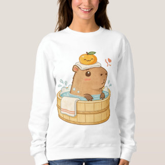 A capybara is taking a bath in a Japanese bath. Th Sweatshirt