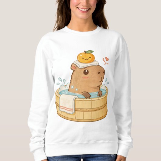 A capybara is taking a bath in a Japanese bath. Th Sweatshirt (Vorderseite)