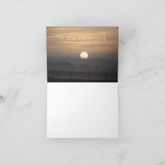 A card with the words 'In the beginning' Dankeskarte