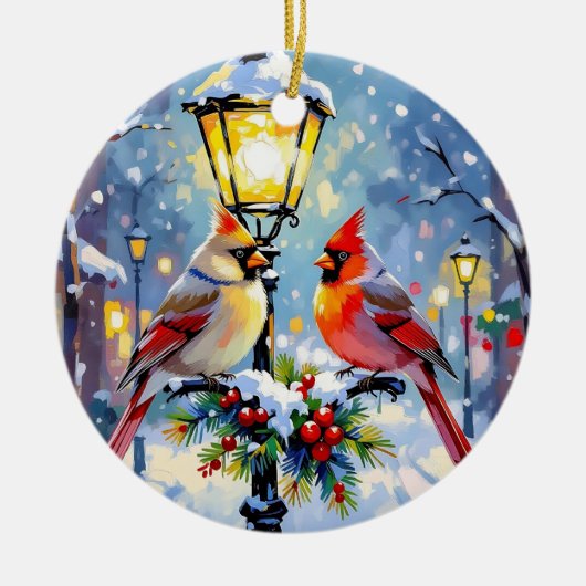 A Cardinal Christmas Photo Template Personalized Keramik Ornament (Vorne)