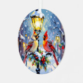 A Cardinal Christmas Photo Template Personalized Ornament Aus Metall (Vorderseite links)