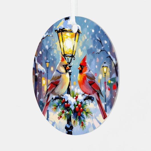 A Cardinal Christmas Photo Template Personalized Ornament Aus Metall (Vorderseite links)