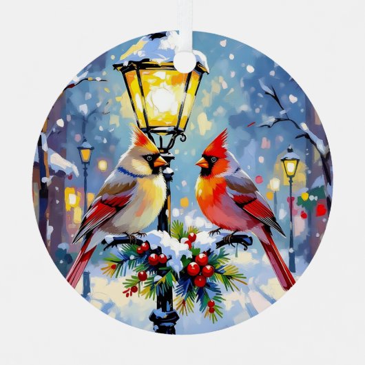 A Cardinal Christmas Photo Template Personalized Ornament Aus Metall (Vorderseite)