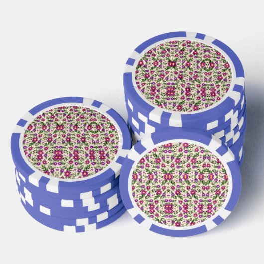 A casino chip features intricate floral patterns (Stapel)