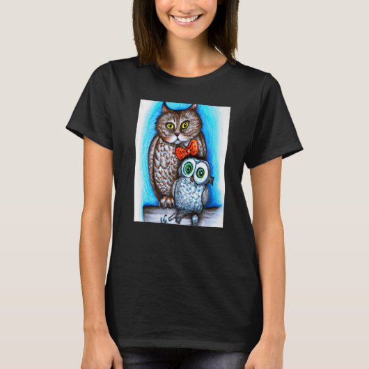A Cat And An Owl Mixed T-Shirt (Vorderseite)