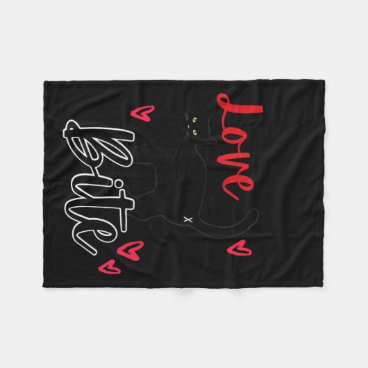 A Cat Bite Means Love, Kitty Valentines  Fleecedecke (Vorderseite (Horizontal))