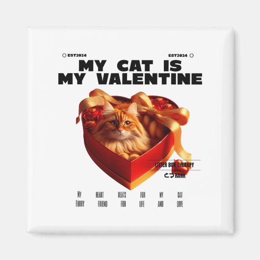 A Cat In The Box Therapy Happy Valentine Day Funny Magnet (Vorne)