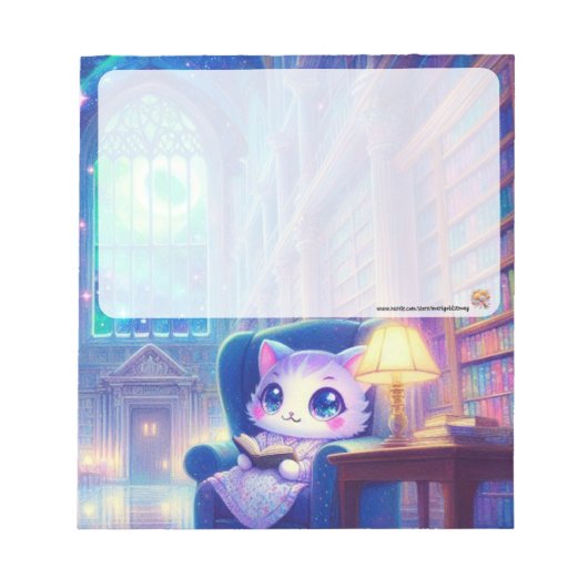 A Cat in the Library Notepad Notizblock (Vorderseite)